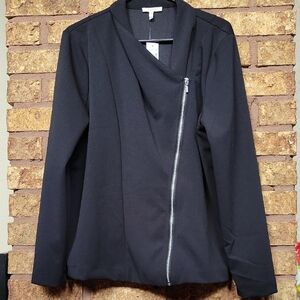 Maurices Black Asymmetrical Zip Blazer Size XXL New With Tags